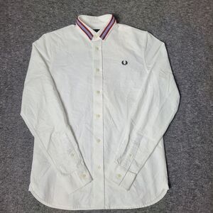 Fred Perry Button Down Men's Size S Shirt White Striped Collar Red Blue